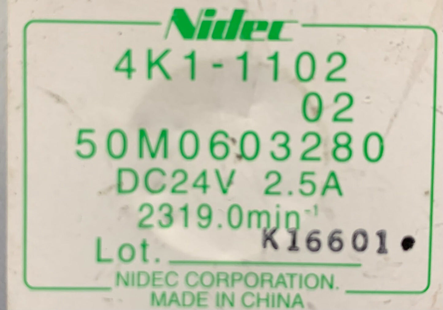 1 Lot Qty of 2 - NIDEC Motor 4K1-1102 50M0603280 DC24V 14002180