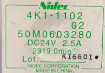 1 Lot Qty of 2 - NIDEC Motor 4K1-1102 50M0603280 DC24V 14002180