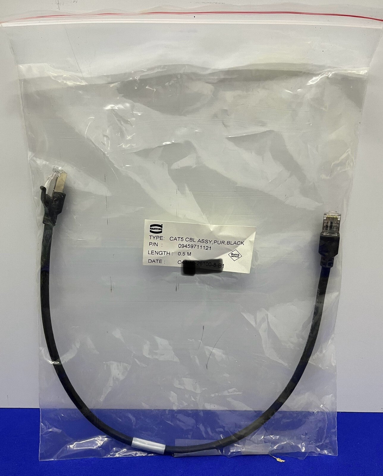 HARTING 09459711121 PATCH CORD RJ45 END CAT5 LENGTH 0.5 M