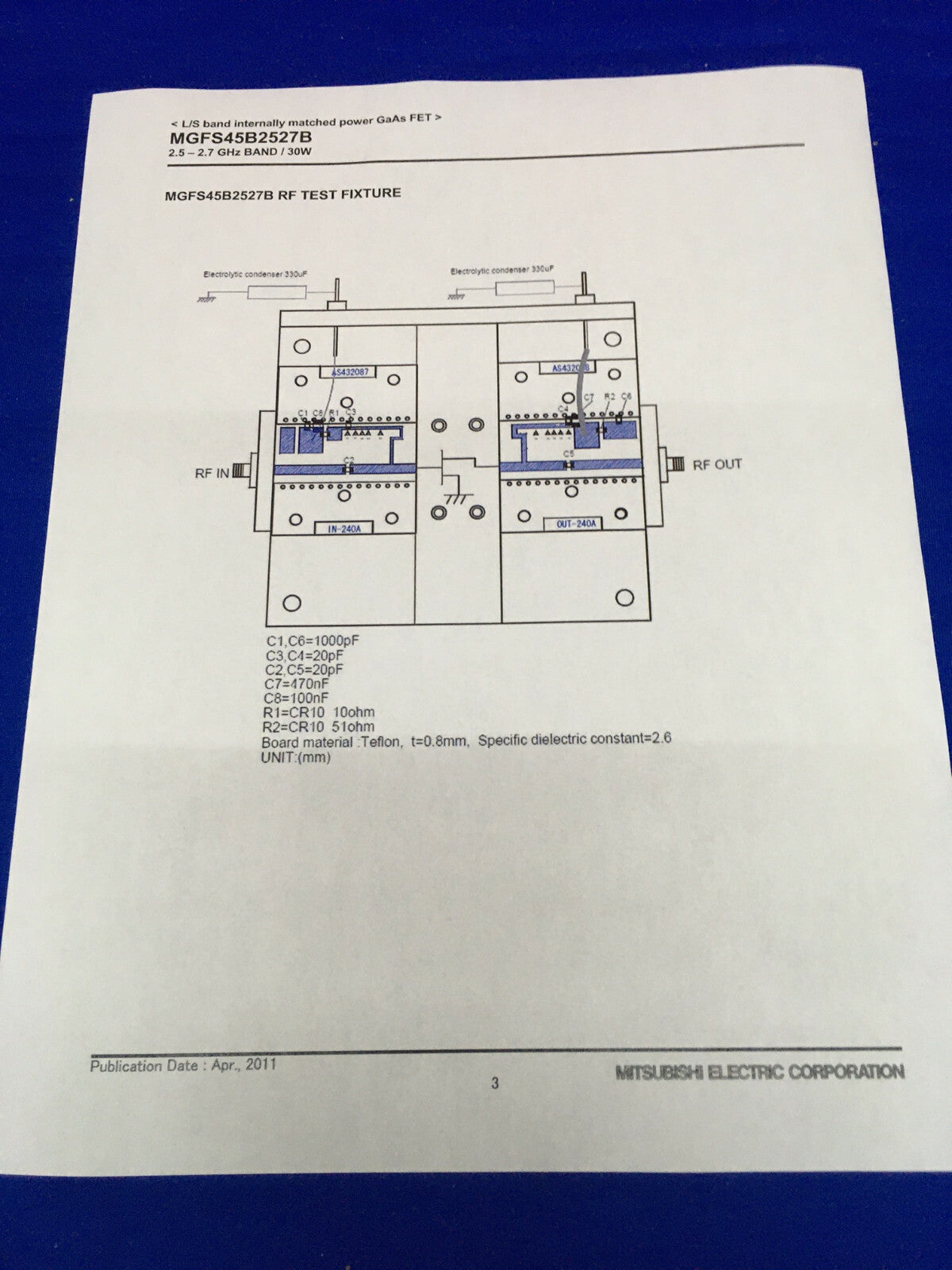 73 PZ - MITSUBISHI ELECTRIC MGFS45B2527B-01 GaAs FET 2,5-2,7 6 HZ