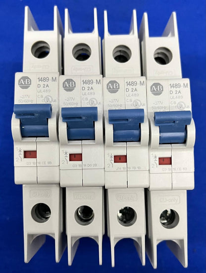 AB ALLEN BRADLEY 1489-M D 2A MINIATURE CIRCUIT BREAKER LOT OF 4