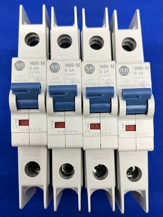 AB ALLEN BRADLEY 1489-M D 2A MINIATURE CIRCUIT BREAKER LOT OF 4