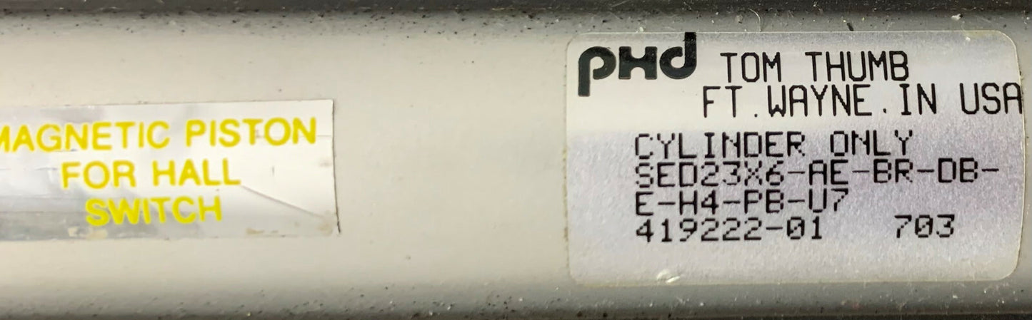 PHD SED23X6-AE-BR-DB-E-PB-U7 Slide Cylinder w/(2) 17503-1-06 & (2) 17000-32-9