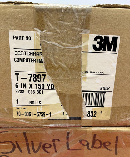 3M #7887 SILVER LABEL COMPUTER-IMPRINTABLE POLYESTER LABLE TAPE ROLL - 2 BOXES