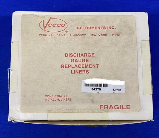 VEECO INST. DISCHARGE GAUGE REPLACEMENT LINERS - 1 PACKAGE OF 12 ALUM LINERS