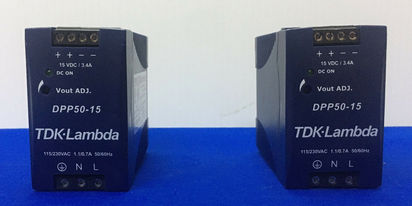 1 LOT OF QTY 2 - TDK-LAMBDA DPP50-15 POWER SUPPLY POWER SUPPLIES