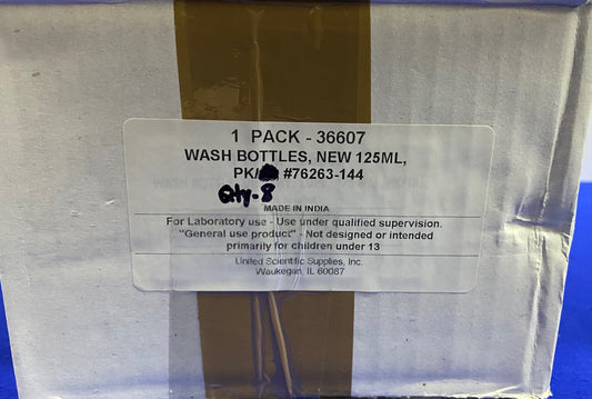 UNITED SCIENTIFIC SUPPLIES 36607 WASH BOTTLES NEW 125ML - 1 PKG OF 8 BOTTLES