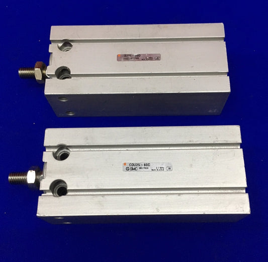 QTY 2 - SMC CDU25-60D FREE MOUNT CYLINDERS MAX PRESSURE 0.7 MPa