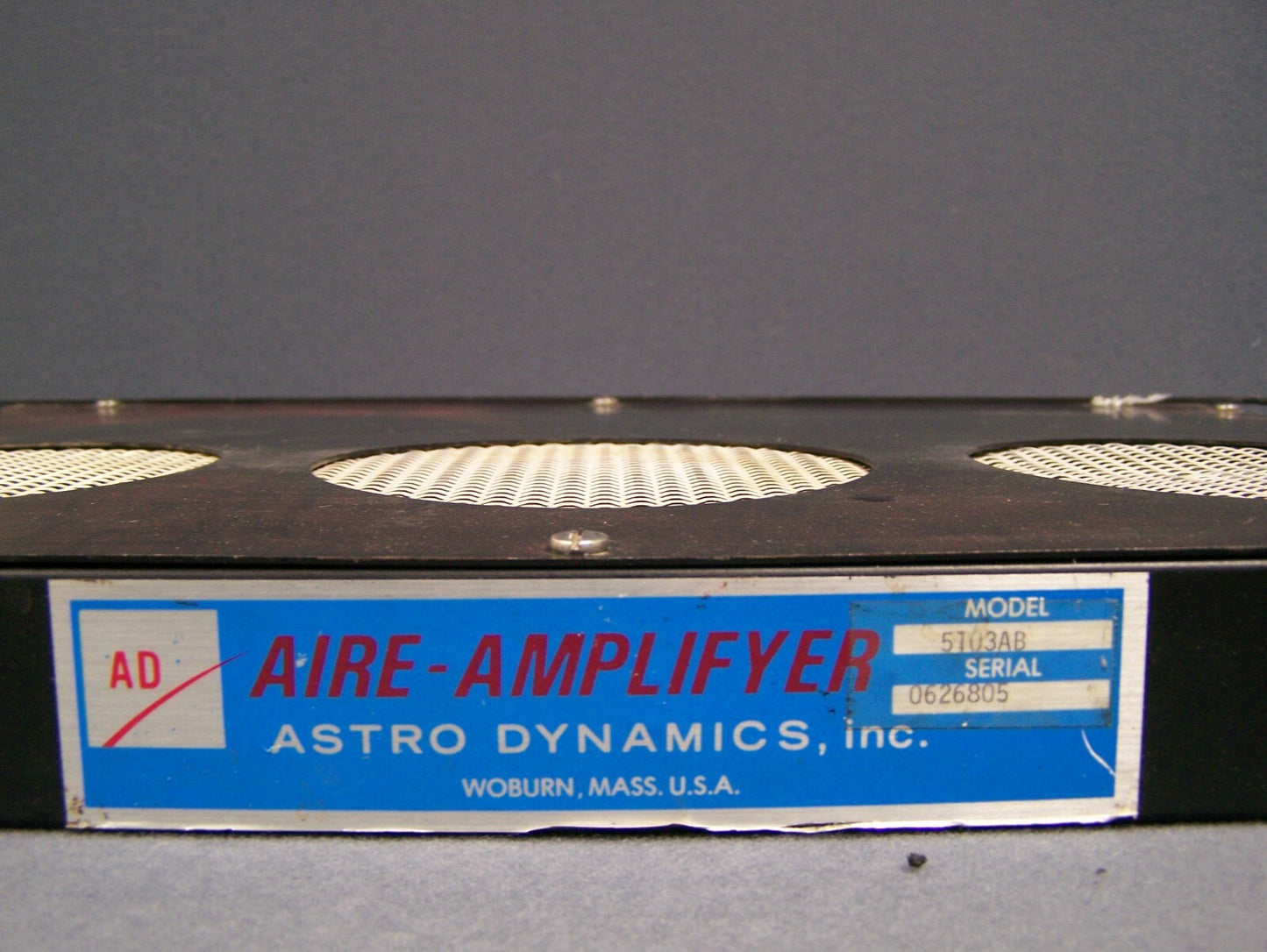 AIRE-AMPLIFYER ASTRO-DYNAMICS INC. RACK MOUNTED FAN MODEL 5103AB SN 0626805