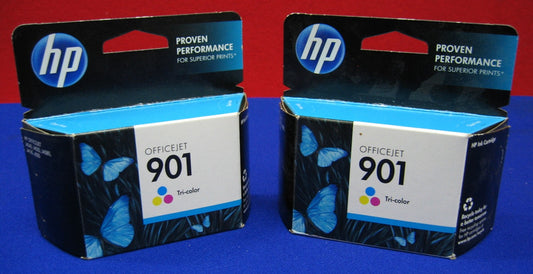 QTY 2 - HP / HEWLETT PACKARD 901 / CC656AN OPTION 140 TRI-COLOR INK CARTRIDGE