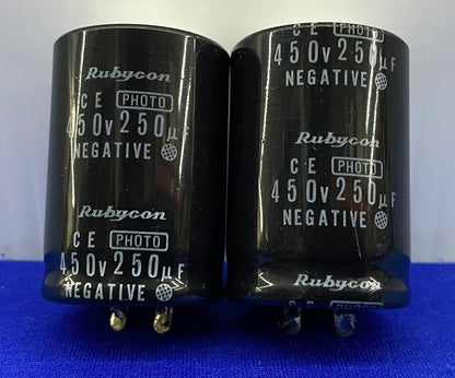 RUBYCON 450V250uF CAPACITOR, ITEMS ARE USED, SELLING AS '1 LOT QTY 2'