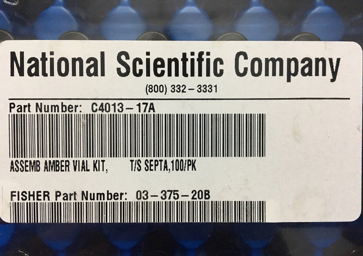 KIT FIALE AMBRA ASSEMBLATO NATIONAL SCIENTIFIC FISHER C4013-17A '1 CONFEZIONE DA 100 FIALE' 