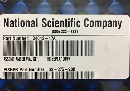KIT FIALE AMBRA ASSEMBLATO NATIONAL SCIENTIFIC FISHER C4013-17A '1 CONFEZIONE DA 100 FIALE' 