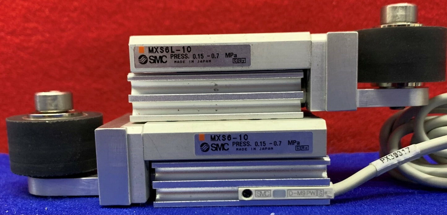1 Lot Qty of 2 - SMC MXS6-10 Pneumatic Guided Cylinder Slide Table