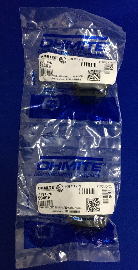 QTY 2 - OHMITE MANUFACTURING 5940E MOLDED ILLUMINATED CTRL KNOB