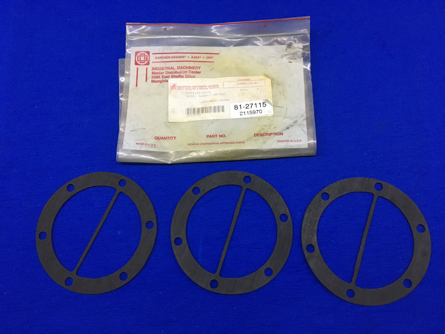 1 PAKET MIT 3 - GARDNER-DENVER 2115970 / 81-27115 DICHTUNG IN/OUT