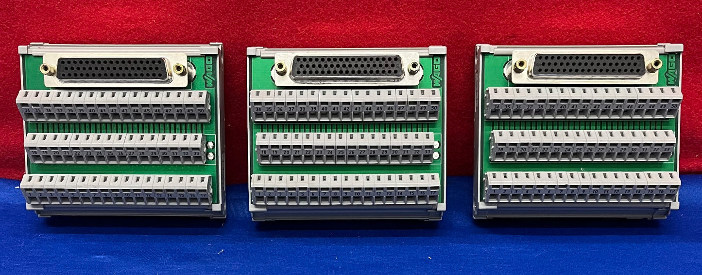 1 LOT QTY OF 3 - WAGO 50 Pin DIN RAIL MOUNT TERMINAL BLOCK