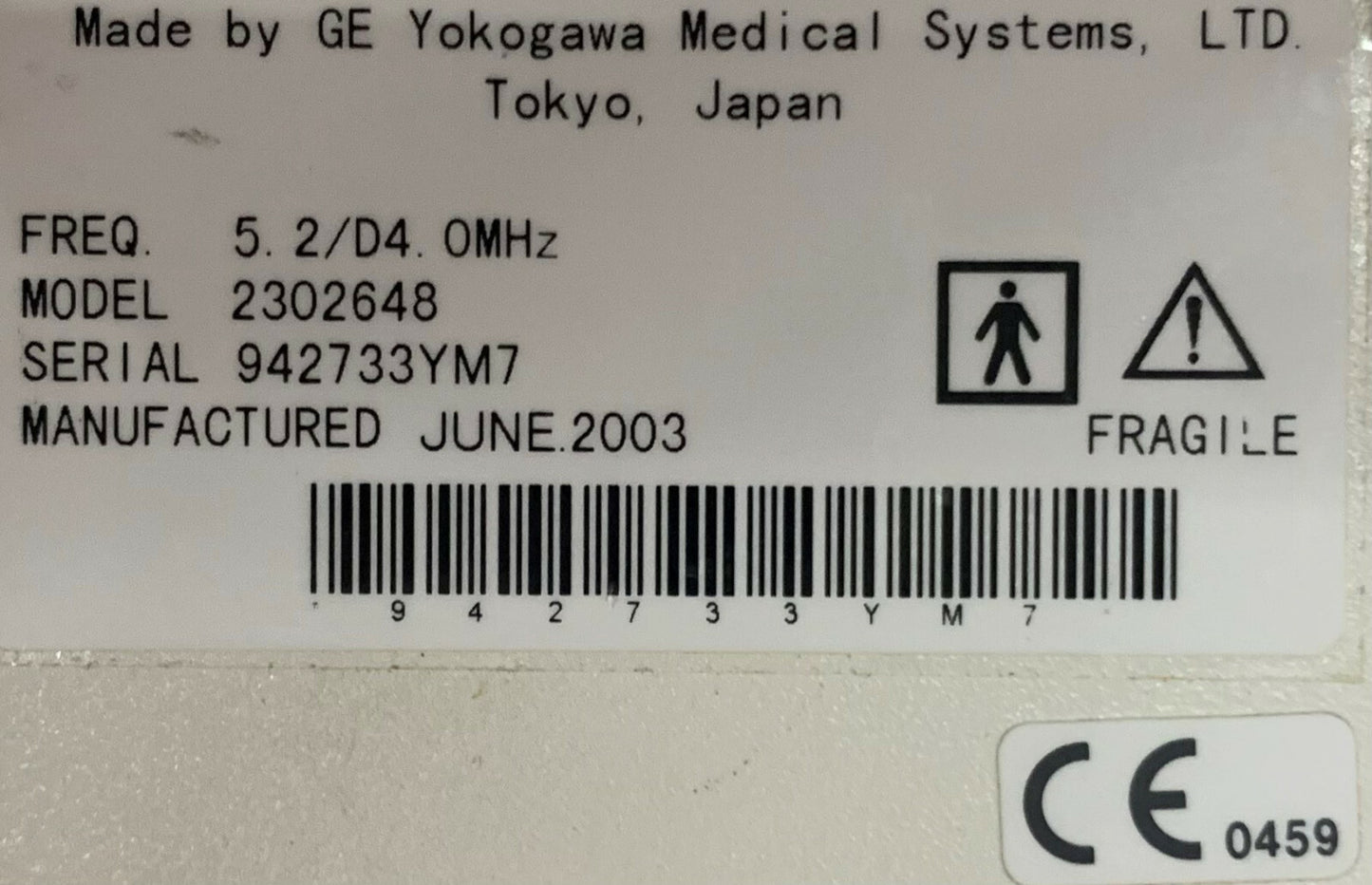 GE 7L (P/N 2302648) Linear Array Ultrasound Transducer Probe