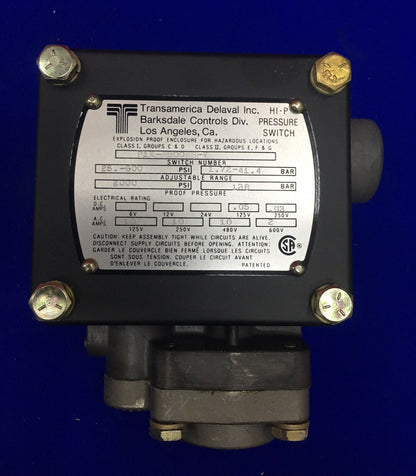 TRANSAMERICA DELAVAL BARKSDALE CONTROLS P1X-K600SS-V PRESSURE SWITCH