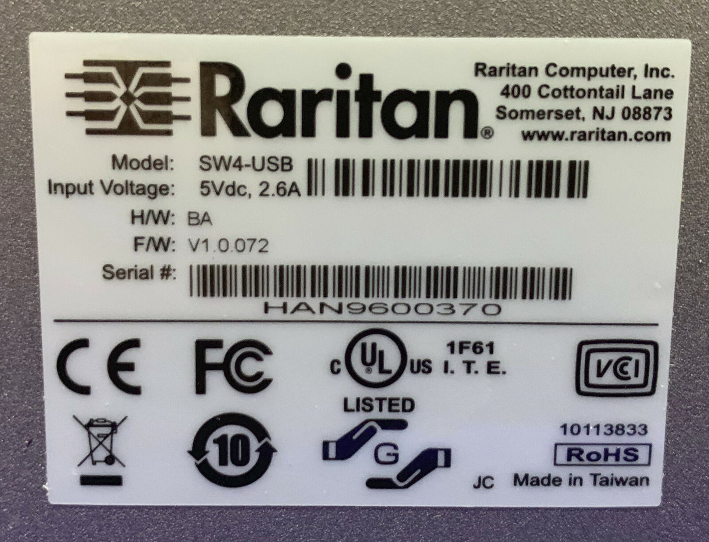 RARITAN COMPUTERSCHAKELAAR USB SW4-USB-SCHAKELAAR