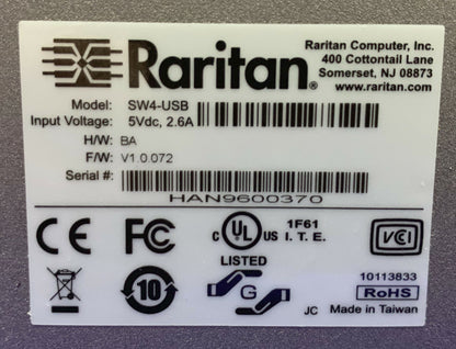 RARITAN COMPUTERSCHAKELAAR USB SW4-USB-SCHAKELAAR