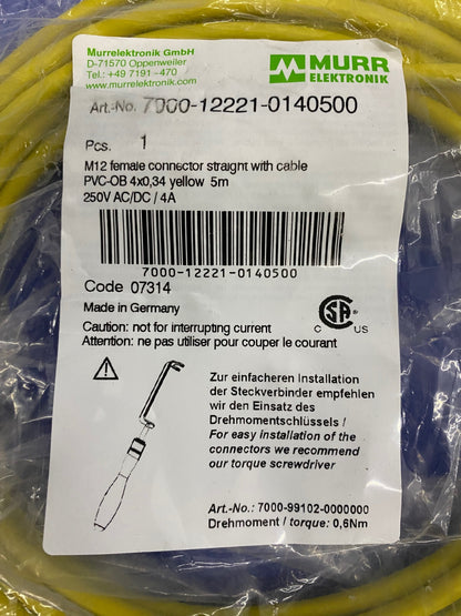 MURR ELEKTRONIK 7000-12221-0140500 CONNECTEUR FEMELLE M12 DROIT AVEC CÂBLE PVC