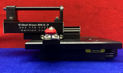 Glissière à rouleaux croisés Del Tron RS3-3 avec glissière Parker 4450-DM et dispositif de rotation