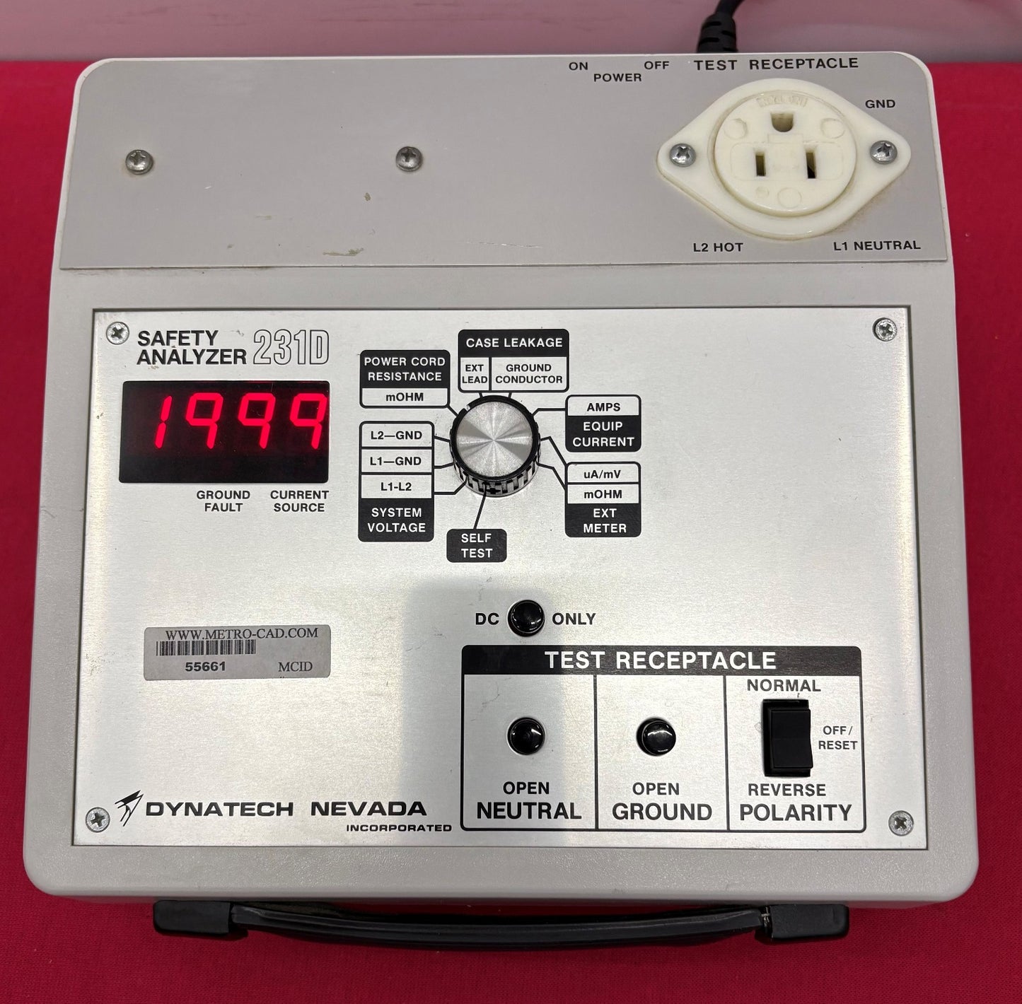 DYNATECH NEVADA 231D SAFETY ANALYZER 100-125 VAC 50-60HZ SN 4872
