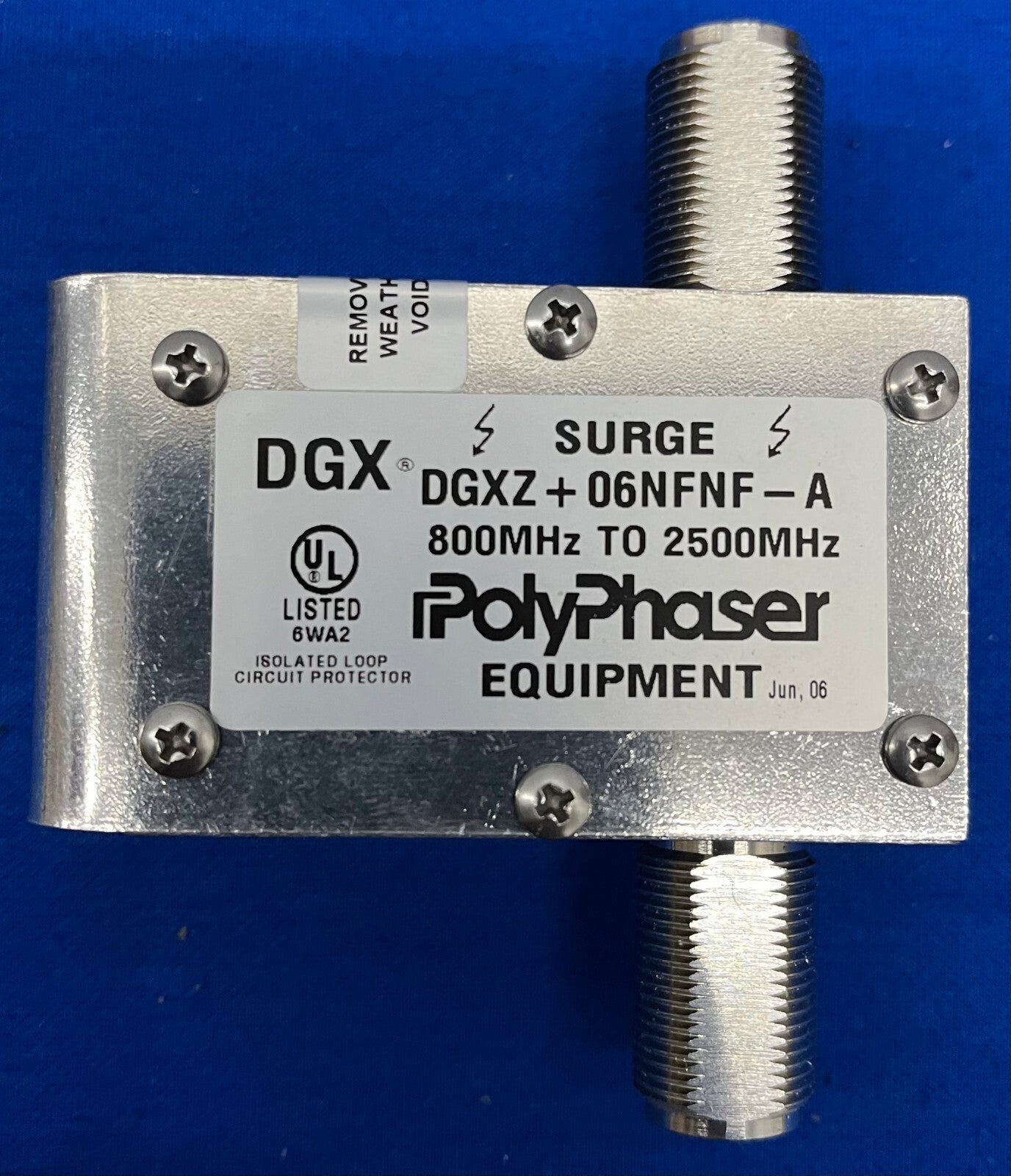 POLYPHASER ® EQUIPMENT DGX ® / DGXZ+06NFNF-A PROTETTORE DI CIRCUITO AD ANELLO ISOLATO