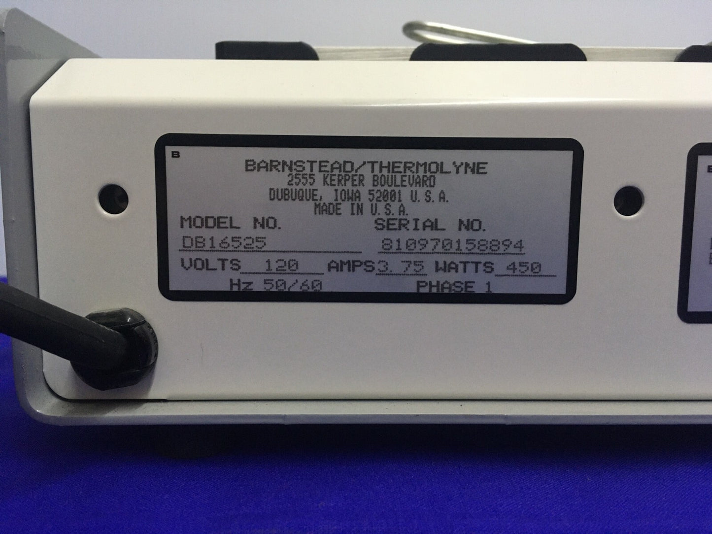 BARNSTEAD / THERMOLYNE DB16525 TYP 16500 DRI-BATH 120 V 3,75 A 450 WATT 