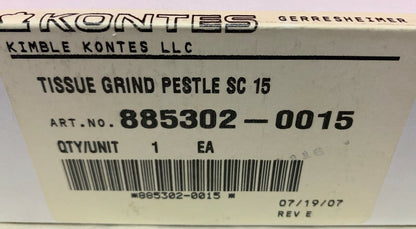Kimble Kontes Tissue Grind Pestle SC 15 885302-0015