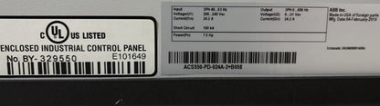 ABB ACS550-PD-024A-2+B058 7.5 GENERAL PURPOSE VARIBLE FREQ DRIVE DISCON. SWITCH