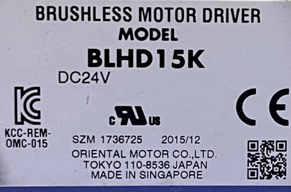 VEXTA ORIENTAL MOTOR BRUSHLESS MOTOR DRIVER BLHD15K  DC24V - LOT OF QTY 3