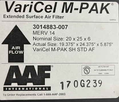 AAF® VARICEL M-PAK® 3014883-007 20"x25"x 6" MERV 14 VARICEL M-PAK - QTÉ 1 FILTRE