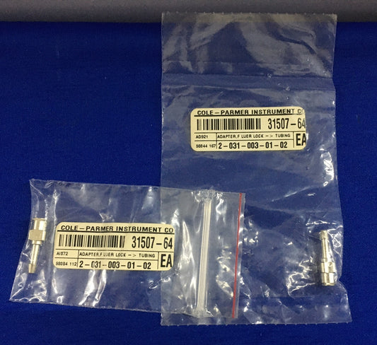 QTY 2 - COLE-PARMER INSTRUMENT 31507-64 ADAPTER F LUER LOCK - TUBING