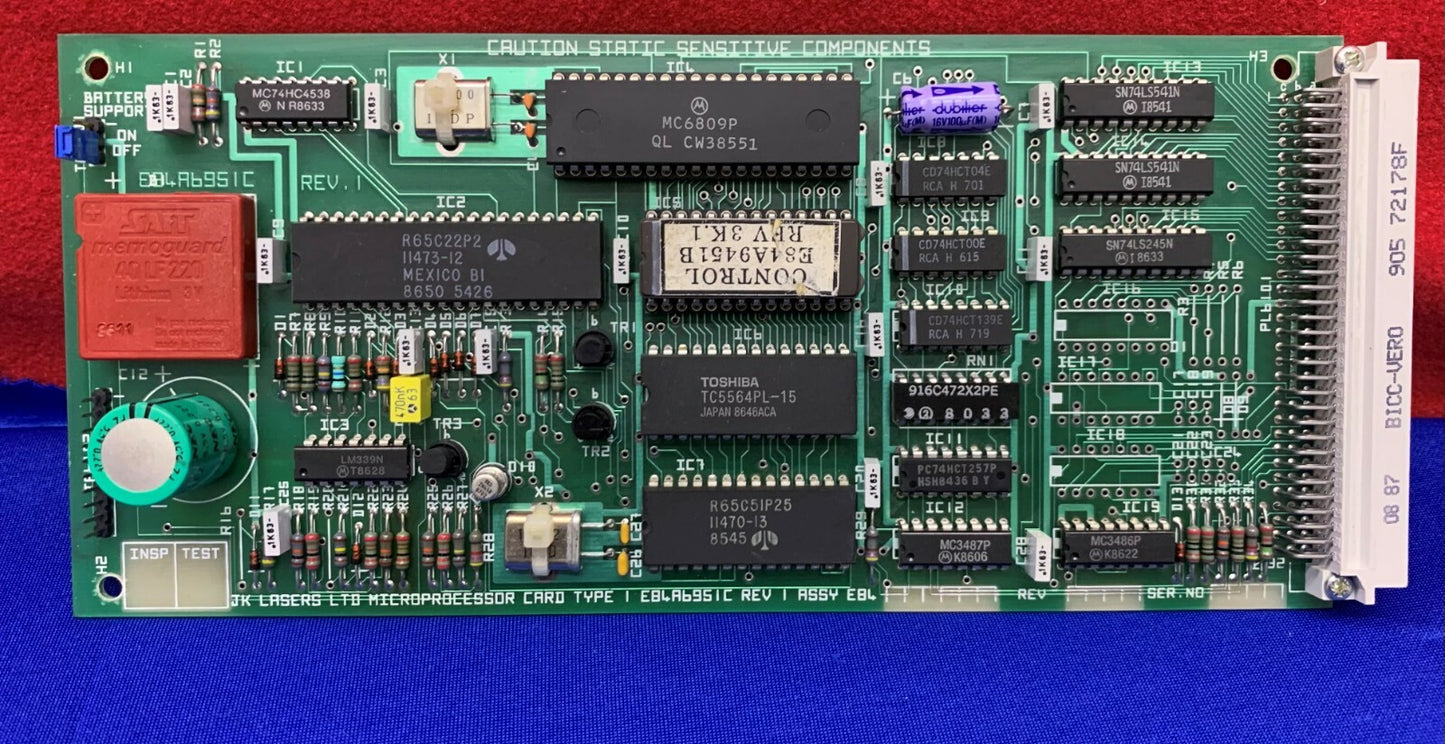 JK LASERS マイクロプロセッサ カード E84A6951C REV1 タイプ 1 ボード