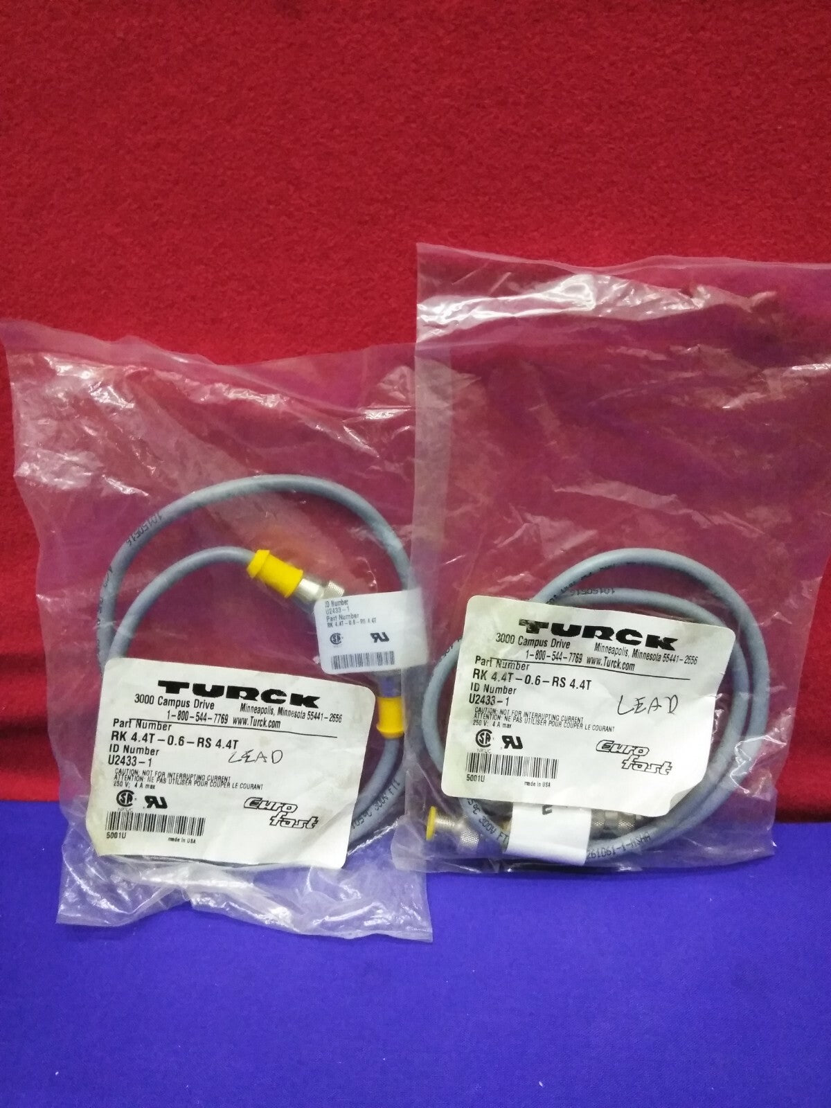 1 LOT DE QTE 2 - CORDON MOULÉ TURCK RK RK 4.4T-0.6-RS 4.4T / U2433-1 