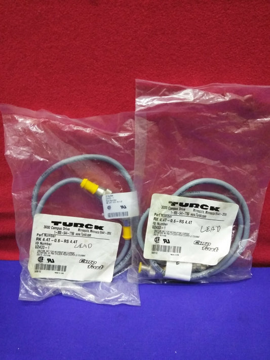 1 LOT OF QTY 2 - TURCK RK RK 4.4T-0.6-RS 4.4T / U2433-1 MOLDED CORDSET