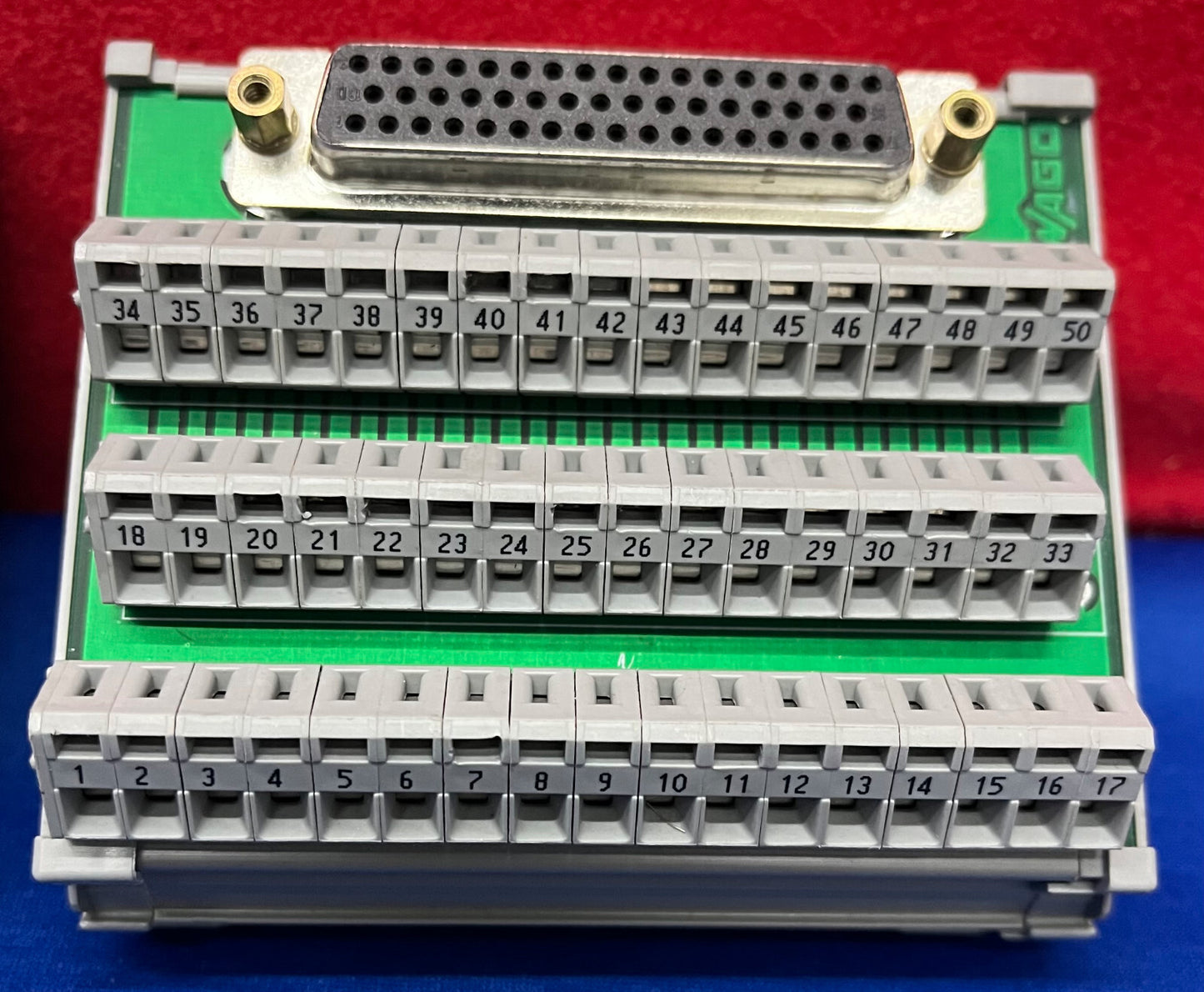 1 LOT QTY OF 3 - WAGO 50 Pin DIN RAIL MOUNT TERMINAL BLOCK