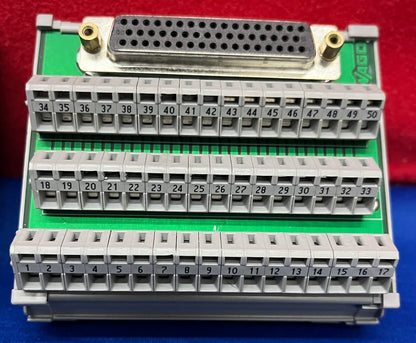 1 LOT QTY OF 3 - WAGO 50 Pin DIN RAIL MOUNT TERMINAL BLOCK