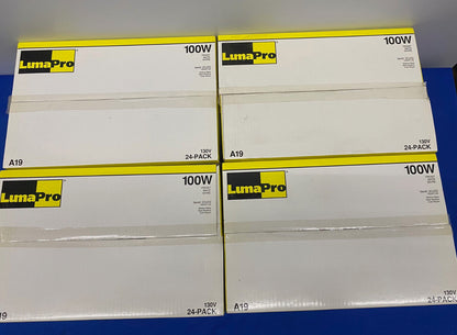 LUMAPRO A19 (5) 2CUX3 100W FROST MATE LIGHT BULB - 4 PKGS/24EA TOTAL OF 96 BULBS