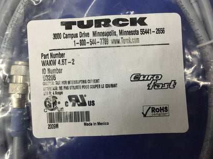 TURCK WAKW 4.5T-2 / WAKW45T2 CORDSET LUNGHEZZA 2 METRI