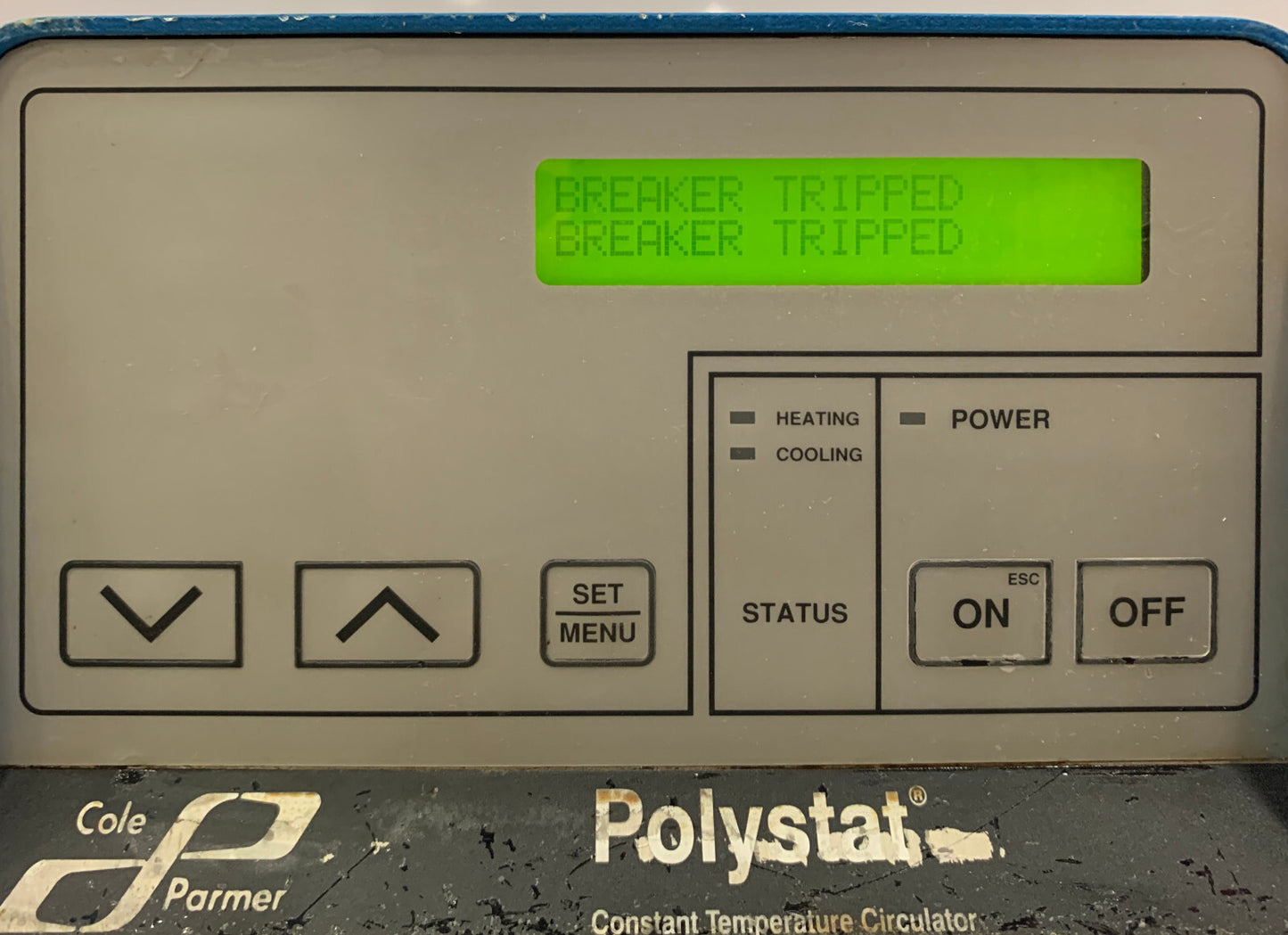 COLE-PARMER POLYSTAT 12101-10 HEATED BATH RE-CIRCULATOR POWER UP ONLY FOR TEST