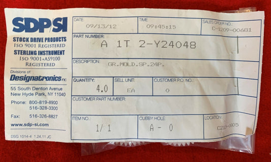 SDP/SI Acetal Plastic Gear w/Brass Hub A 1T 2-Y24048  GR.MOLD.SP.24P.