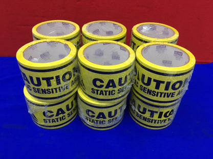 1 LOT QTY 12 Uline Caution Static Sensitive Area Tape S-18436 size 3" x 60'