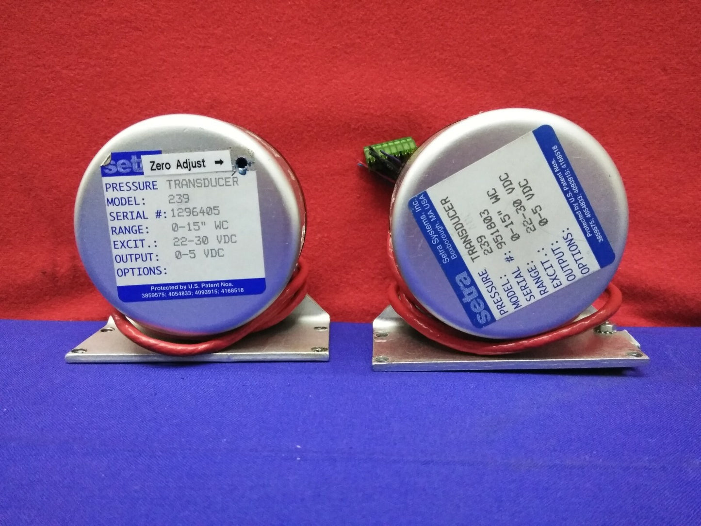 LOT OF 2 SETRA 239 TRANSDUCERS RANGE 0-15” WC