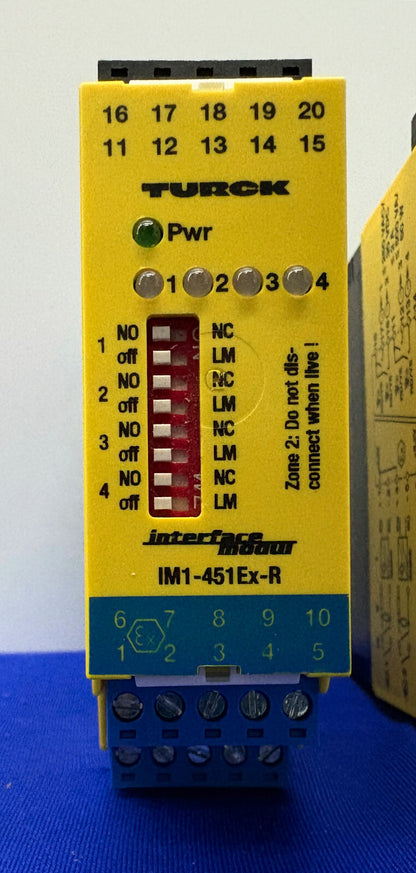 TURCK IM1-451Ex-R ISOLATING SWITCHING AMPLIFIER 4-CH LED INDICATOR - 1 LOT QTY 2