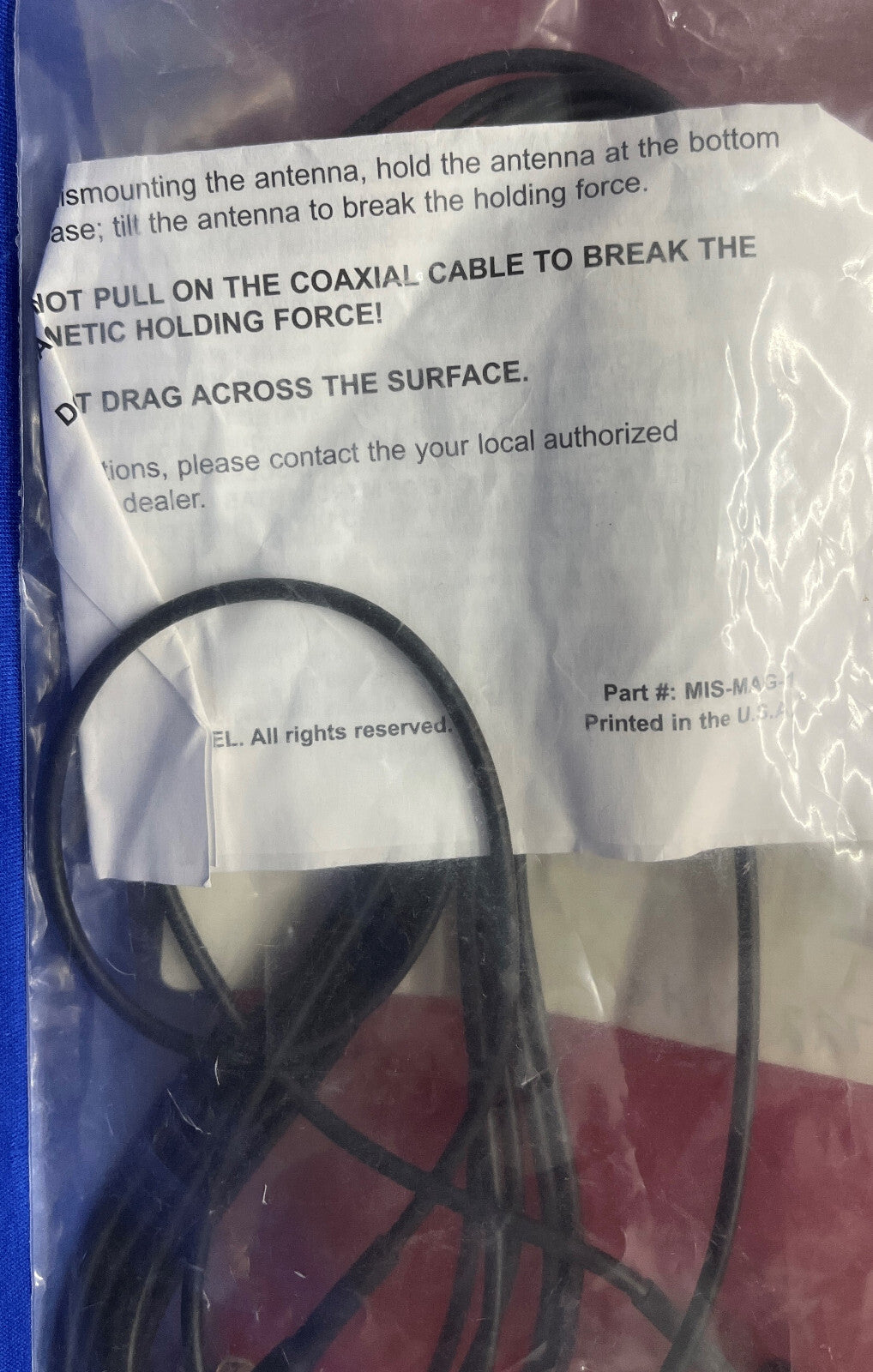 Antena mini con montaje magnético y ganancia unitaria MAXRAD BMMG4500C / BMMG4500C:XD MHZ, 16 vatios