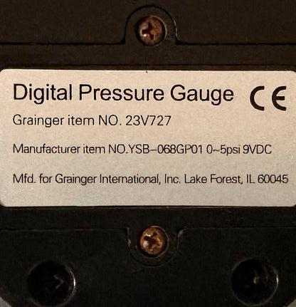 GRAINGER BLD DIGITAL PRESSURE GAUGE W/LCD DISPLAY 23V727 YSB-068GP01