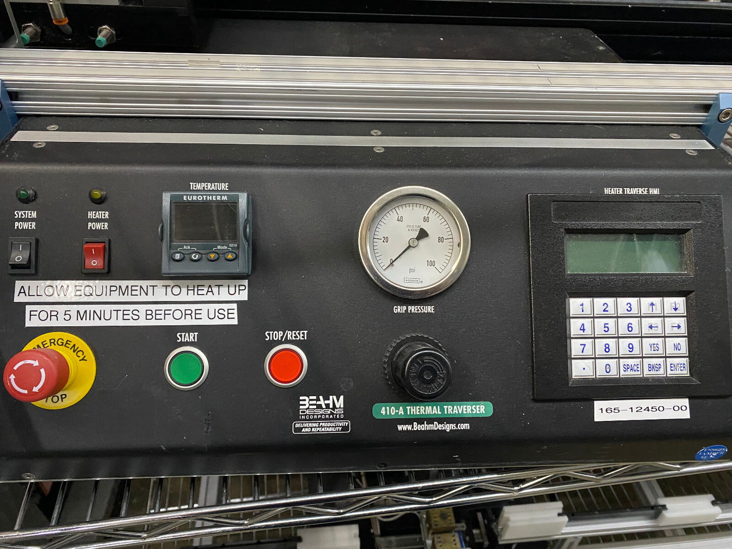 BEAHM DESIGNS 410-A THERMAL TRAVERSER HORIZONTAL HOT AIR REFLOW 80" travel